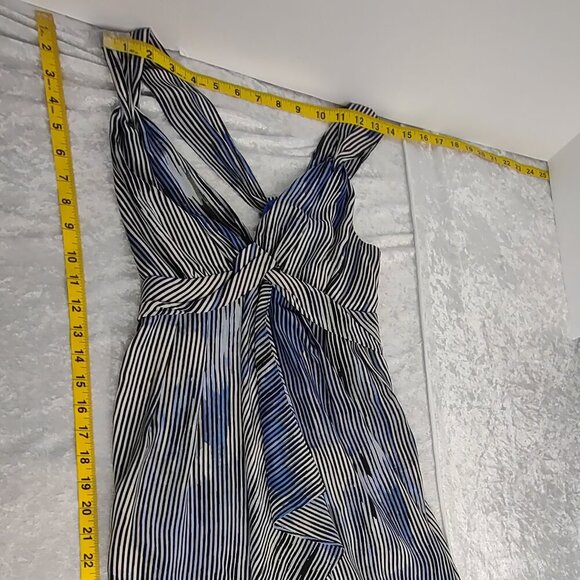 Banana Republic 100% Silk Striped Halter Dress Racerback Lined, Summer Size 2P - Picture 6 of 11